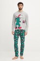 United Colors of Benetton piżama bawełniana nadruk szary 3P054P033