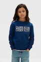 Dětská bavlněná mikina Calvin Klein Jeans bez kapuce modrá IB0IB02527.9BYA
