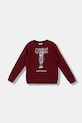 Παιδική βαμβακερή μπλούζα Guess χωρίς κουκούλα μπορντό L5YQ21.KAD74.9BYA