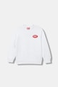 Diesel hanorac de bumbac pentru copii SPATCH OVER SWEAT-SHIRT imprimeu alb J02482