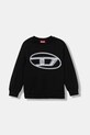 Otroški bombažen pulover Diesel SBONNIE OVER SWEAT-SHIRT Brez kapuce črna J02488