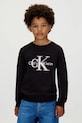 Παιδική μπλούζα Calvin Klein Jeans με κουκούλα μαύρο IB0IB02585.9BYA