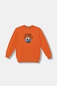 Dětská bavlněná mikina United Colors of Benetton bez kapuce oranžová 3J68C10QK.G.seasonal