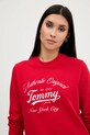 Памучен суичър Tommy Jeans червен DW0DW20942
