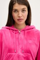 Juicy Couture bluza welurowa BRENDAL CROP OVERSIZED HOODIE różowy JCBAS225801