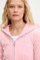 Juicy Couture felső VELOUR CROPPED STRIPE HOODIE rózsaszín JCWAS225351