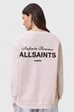 Pamučna dukserica AllSaints SOLEIL W222JC roza AW25