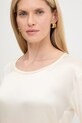 BOSS Green bluzka z domieszką jedwabiu beżowy 50541888