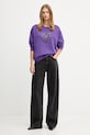 Pinko bluza bawełniana 100534.A2RO fioletowy AW25