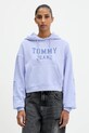 Tommy Jeans bluza bawełniana z kapturem niebieski DW0DW21598