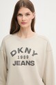 Βαμβακερή μπλούζα Dkny μπεζ DJ5T1522