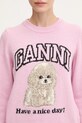 GANNI sweter wełniany Graphic Wool Mix Poodle różowy K2499