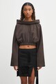 Rick Owens DRKSHDW cotton sweatshirt Cropped Hooded Tunic cotton beige DS02E7236.RIG