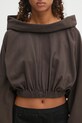 Rick Owens DRKSHDW cotton sweatshirt Cropped Hooded Tunic beige DS02E7236.RIG