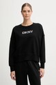 Dkny bluza bawełniana LOGO TERRY aplikacja czarny DP5T1370