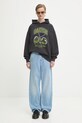 Хлопковая кофта GANNI Isoli Cherries Oversized T4285 серый