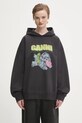 Хлопковая кофта GANNI Isoli Oversized печать серый T4360