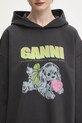 Хлопковая кофта GANNI Isoli Oversized серый T4360
