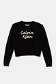 Детский хлопковый свитер Calvin Klein Jeans аппликация чёрный IG0IG02971.9BYA