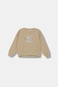 Dětská bavlněná mikina Calvin Klein Jeans bez kapuce béžová IG0IG02970.9BYA