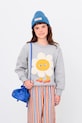 Детски памучен суичър Tinycottons FLOWER GRAPHIC SWEATSHIRT памук сив AW25.287