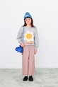 Детски памучен суичър Tinycottons FLOWER GRAPHIC SWEATSHIRT сив AW25.287