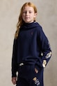 Dětská mikina s příměsí bavlny Polo Ralph Lauren s kapucí námořnická modř 313979043001