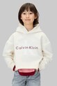Дитяча кофта з бавовною Calvin Klein Jeans з капюшоном бежевий IG0IG03018.9BYA
