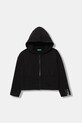 Дитяча бавовняна кофта United Colors of Benetton з капюшоном чорний 3NBMC505E.G.seasonal