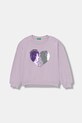 Dětská bavlněná mikina United Colors of Benetton bez kapuce fialová 3J68C10QI.G.seasonal