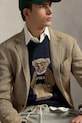 Λινό πουλόβερ Polo Ralph Lauren Lscn Long Sleeve 710970284 σκούρο μπλε
