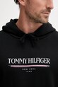 Βαμβακερή μπλούζα Tommy Hilfiger μαύρο MW0MW40534