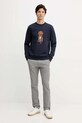 Βαμβακερή μπλούζα Hackett London HM5800015 σκούρο μπλε AW25