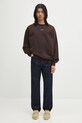 Βαμβακερή μπλούζα Drôle de Monsieur Le Sweatshirt Slogan Classique I.SW148.CO127 καφέ