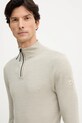 BOSS bluza z dodatkiem wełny beżowy 50544368