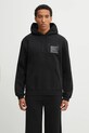 Памучен суичър Heliot Emil надпис черен AW25.M.08.087.BLK01