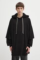 Rick Owens DRKSHDW bluza bawełniana Tommy Hustler z kapturem czarny DU02E7271.JDB