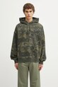 Carhartt WIP bluza bawełniana Hooded Benton Sweat wzorzyste zielony I034589.38TGD