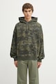 Carhartt WIP bluza bawełniana Hooded Benton Sweat wzorzyste zielony I034589.38TGD