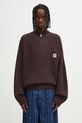 Carhartt WIP sweter z dodatkiem wełny Detroit Half Zip Sweater okrągły brązowy I035398.33HXX