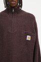 Carhartt WIP sweter z dodatkiem wełny Detroit Half Zip Sweater brązowy I035398.33HXX