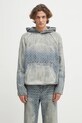 Daily Paper bluza jeansowa Destroyed Denim Hoodie wzorzyste niebieski 2521025