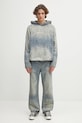 Daily Paper bluza jeansowa Destroyed Denim Hoodie 2521025 niebieski