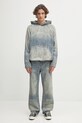 Daily Paper bluza jeansowa Destroyed Denim Hoodie 2521025 niebieski