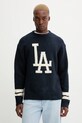 New Era sweter z domieszką wełny okrągły granatowy 60684329