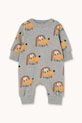 Tinycottons tuta neonato in lana DOGS ONE-PIECE Planet friendly grigio AW25.069