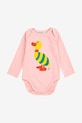 Body za dojenčka Bobo Choses Stripped Duck 225AB030 roza AW25
