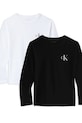 Bavlněné tričko s dlouhým rukávem Calvin Klein Jeans 2-pack jemný vzor černá IB0IB02255.9BYA