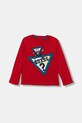 Guess longsleeve bawełniany niemowlęcy nadruk czerwony I5YI00.K8HM4.9BYA