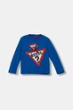 Guess longsleeve bawełniany niemowlęcy nadruk niebieski I5YI00.K8HM4.9BYA